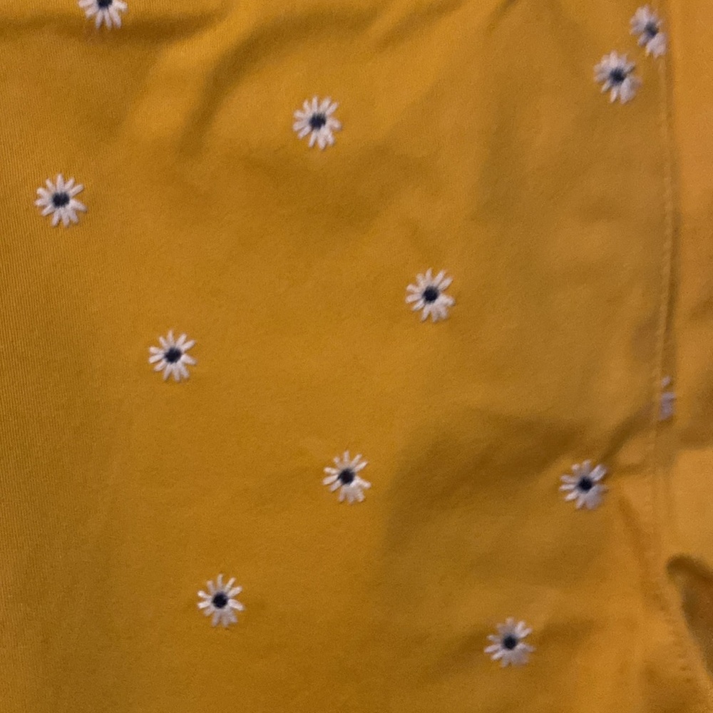 Old Navy Mustard Yellow Pixie Ankle Pants with Daisy Embroidery - Picture 8 of 8
